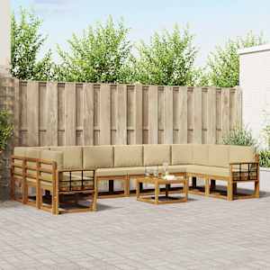 Zunanja garnitura za sedenje z blazino 11 pcs Naravna in bež