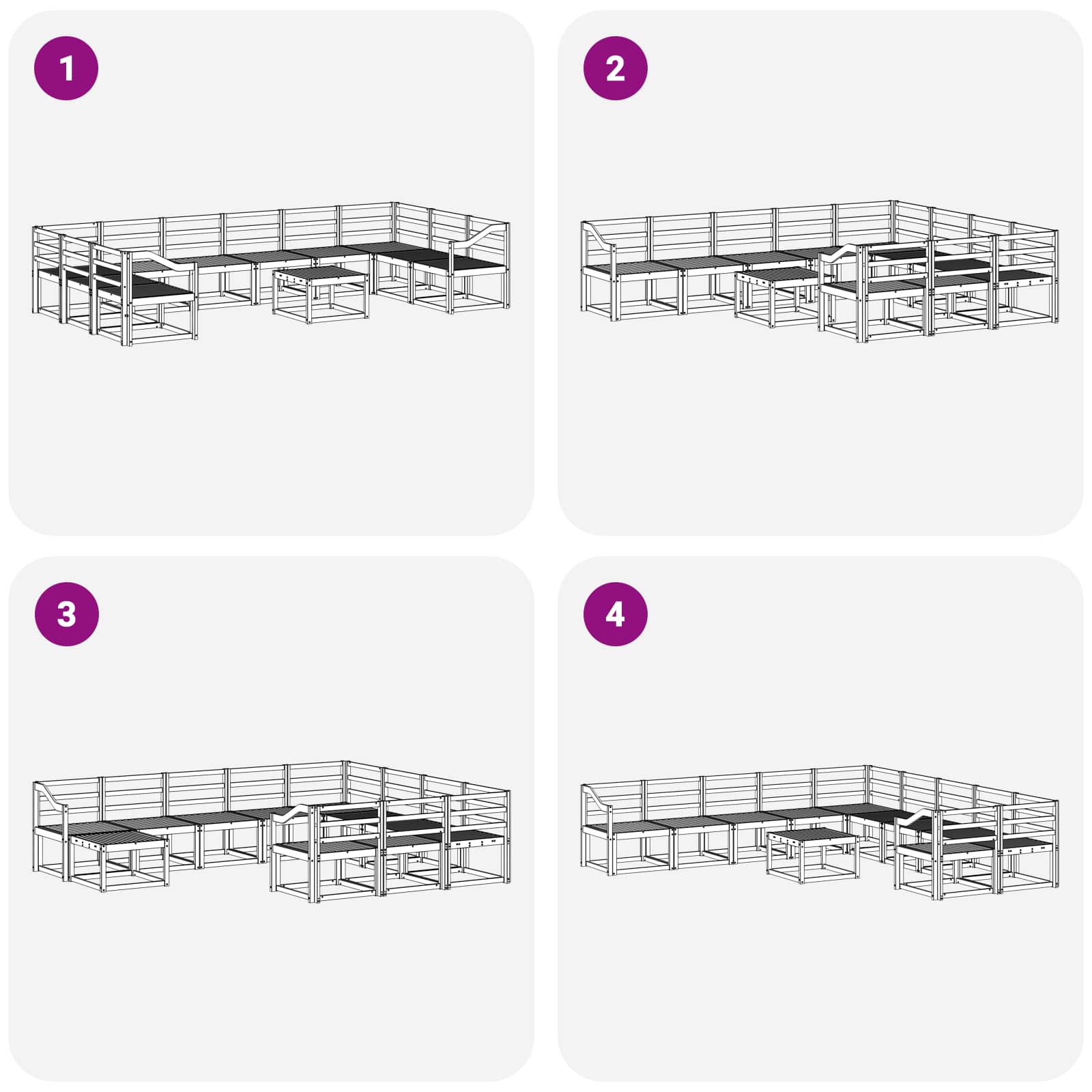 Buiten bankenset 11 pcs Naturel Massief Acaciahout image 9