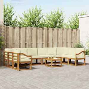 Zunanja garnitura za sedenje 11 pcs Naravna in smetana