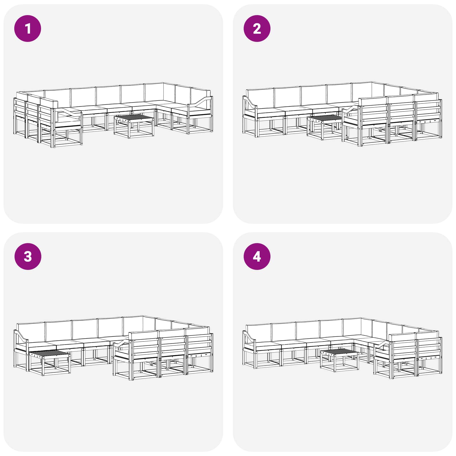 Zunanja garnitura za sedenje 11 pcs Naravna in antracitna - slika 8