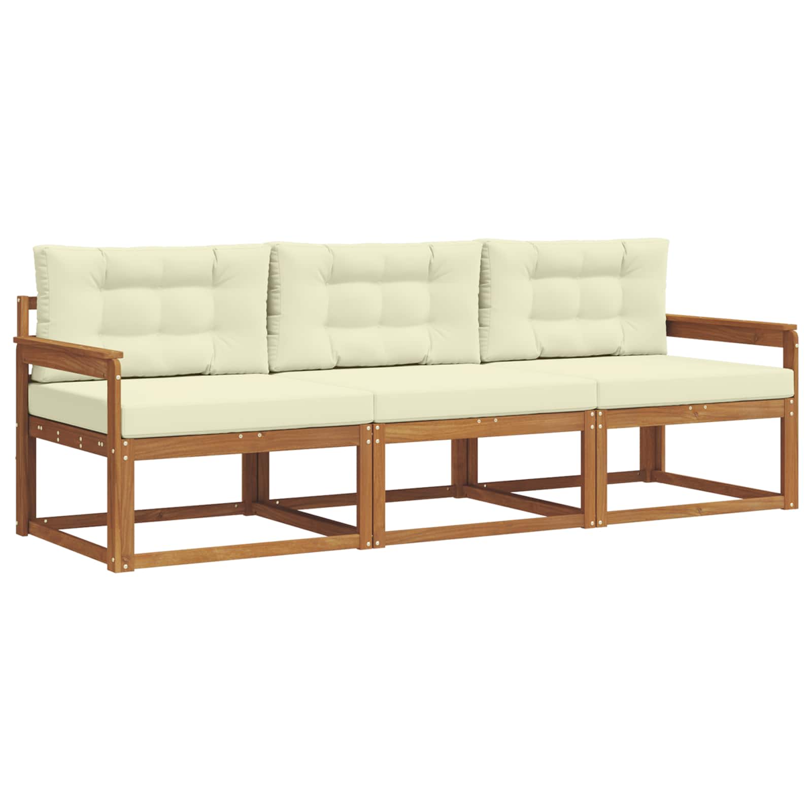 Zunanja garnitura za sedenje z blazino 3 pcs Naravna in smetana - slika 2