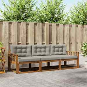 Zunanja garnitura za sedenje 3 pcs Naravna in svetlo siva