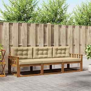 Zunanja garnitura za sedenje z blazino 3 pcs Naravna in bež