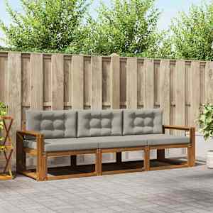 Zunanja garnitura za sedenje 3 pcs Naravna in svetlo siva