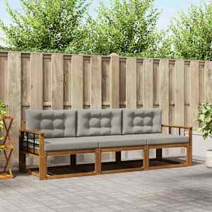 Zunanja garnitura za sedenje 3 pcs Naravna in svetlo siva