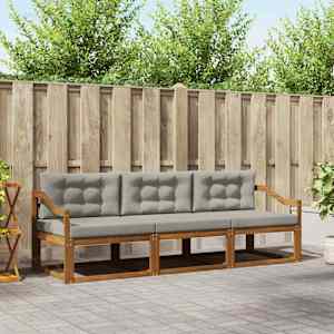 Zunanja garnitura za sedenje 3 pcs Naravna in svetlo siva