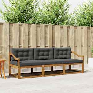 Zunanja garnitura za sedenje 3 pcs Naravna in antracitna