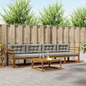 Zunanja garnitura za sedenje 5 pcs Naravna in svetlo siva