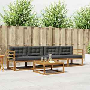 Zunanja garnitura za sedenje 5 pcs Naravna in antracitna