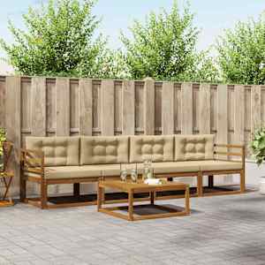 Zunanja garnitura za sedenje z blazino 5 pcs Naravna in bež