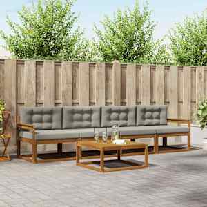 Zunanja garnitura za sedenje 5 pcs Naravna in svetlo siva