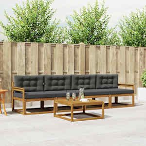 Zunanja garnitura za sedenje 5 pcs Naravna in antracitna