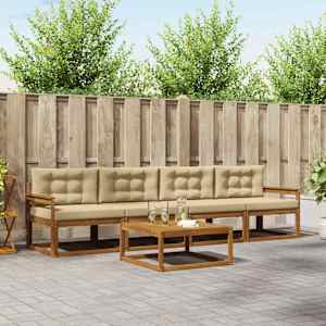 Zunanja garnitura za sedenje z blazino 5 pcs Naravna in bež