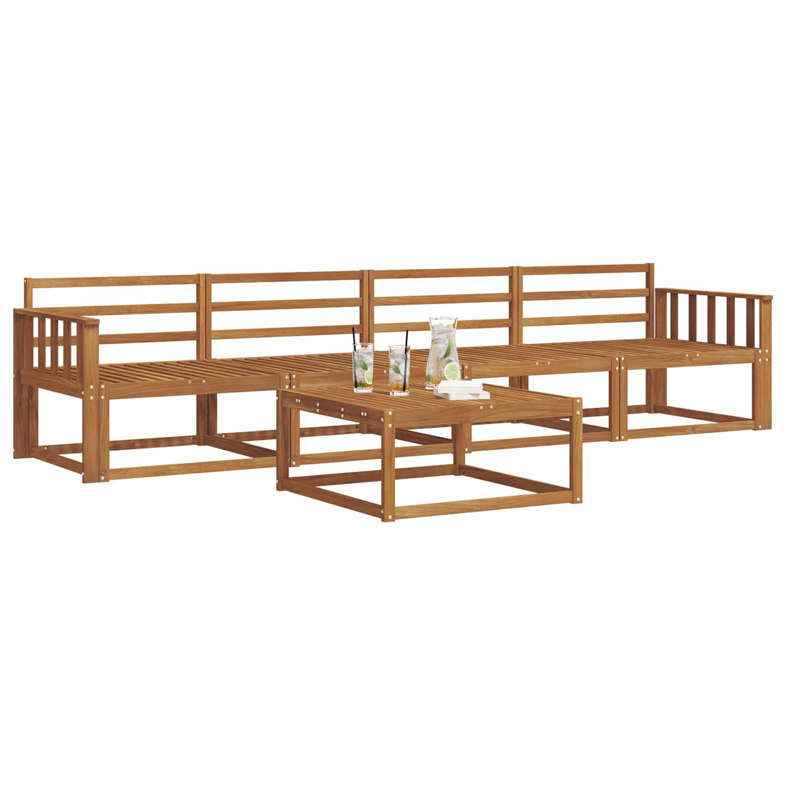 Buiten bankenset 5 pcs Naturel Massief Acaciahout image 3