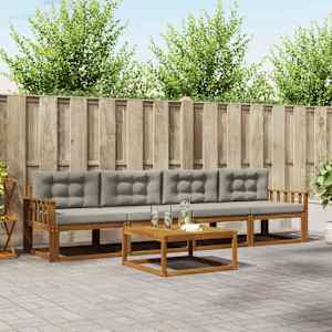 Zunanja garnitura za sedenje 5 pcs Naravna in svetlo siva