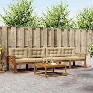 Zunanja garnitura za sedenje z blazino 5 pcs Naravna in bež