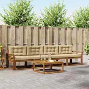 Zunanja garnitura za sedenje z blazino 5 pcs Naravna in bež