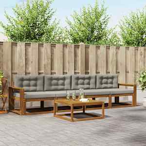 Zunanja garnitura za sedenje 5 pcs Naravna in svetlo siva