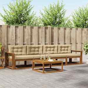 Zunanja garnitura za sedenje z blazino 5 pcs Naravna in bež