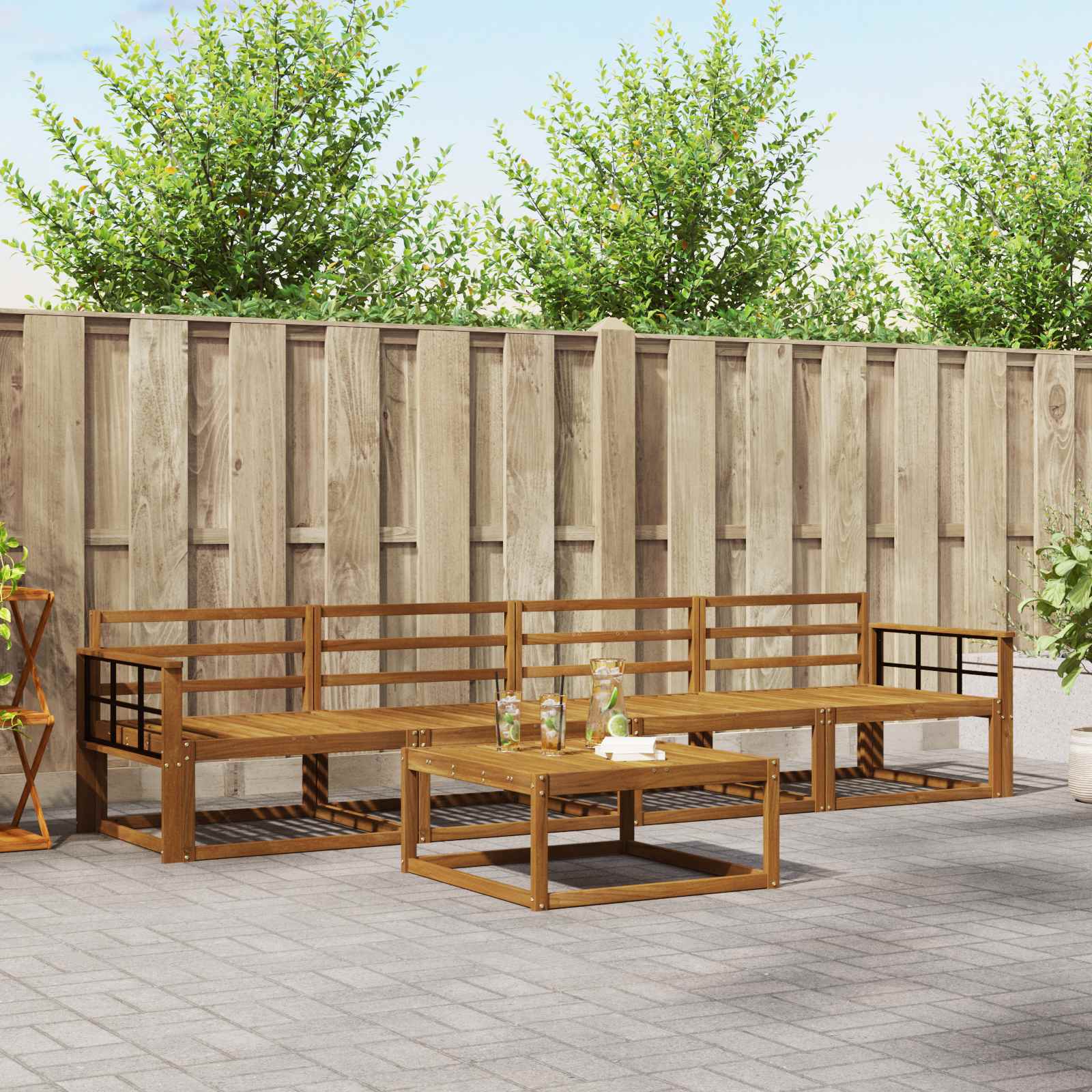 vidaXL Outdoor-Sofagarnitur 5 pcs Natur Massivholz Akazie