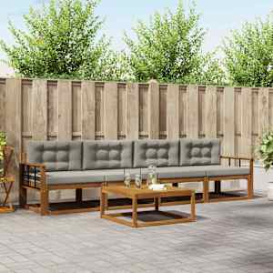 Zunanja garnitura za sedenje 5 pcs Naravna in svetlo siva