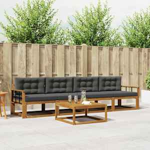 Zunanja garnitura za sedenje 5 pcs Naravna in antracitna