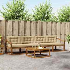 Zunanja garnitura za sedenje z blazino 5 pcs Naravna in bež