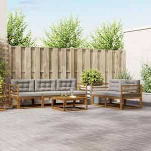 Zunanja garnitura za sedenje 6 pcs Naravna in svetlo siva