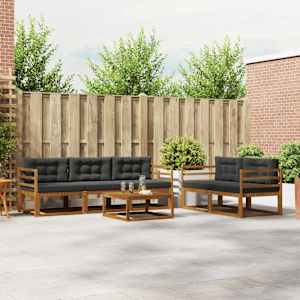 Zunanja garnitura za sedenje 6 pcs Naravna in antracitna