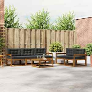 Zunanja garnitura za sedenje 6 pcs Naravna in antracitna