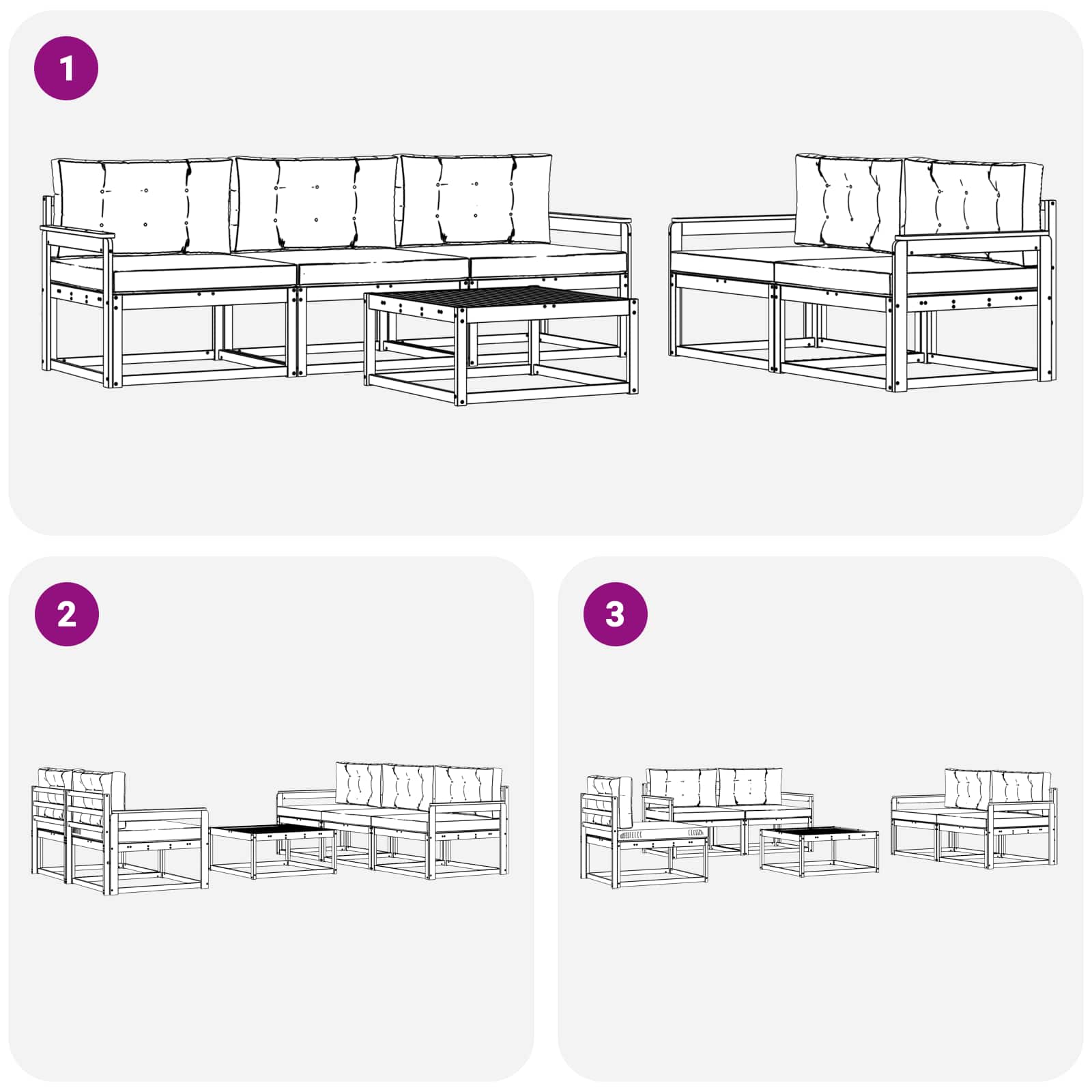 Zunanja garnitura za sedenje 6 pcs Naravna in antracitna - slika 7