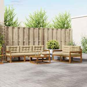 Zunanja garnitura za sedenje z blazino 6 pcs Naravna in bež