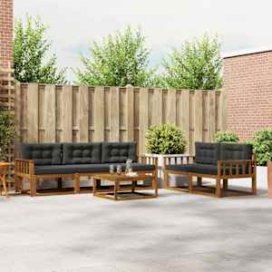 Zunanja garnitura za sedenje 6 pcs Naravna in antracitna