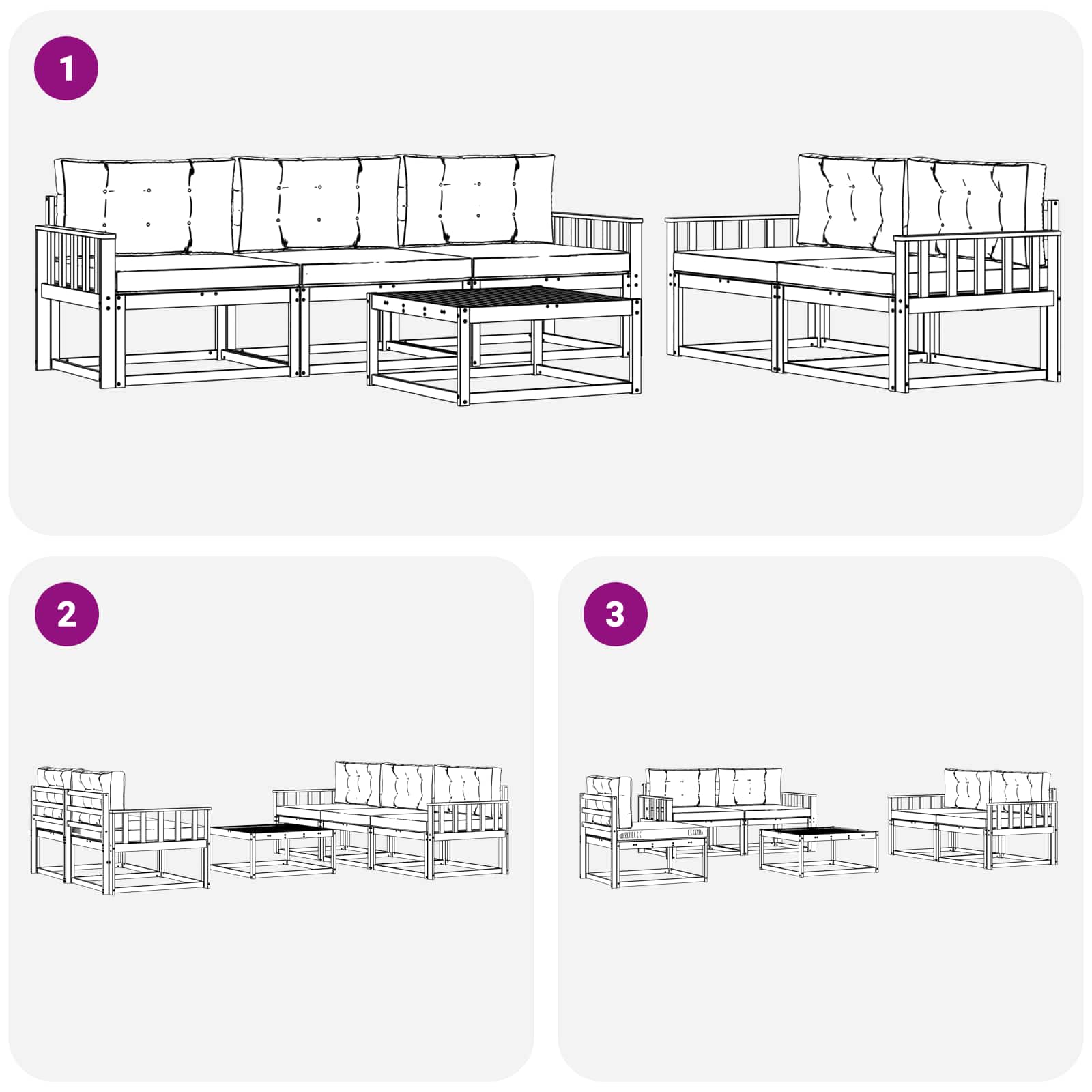 Zunanja garnitura za sedenje 6 pcs Naravna in antracitna - slika 7