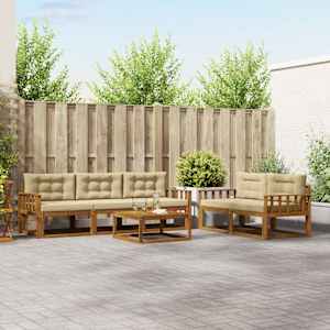 Zunanja garnitura za sedenje z blazino 6 pcs Naravna in bež