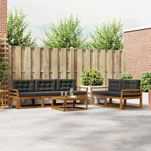 Zunanja garnitura za sedenje 6 pcs Naravna in antracitna