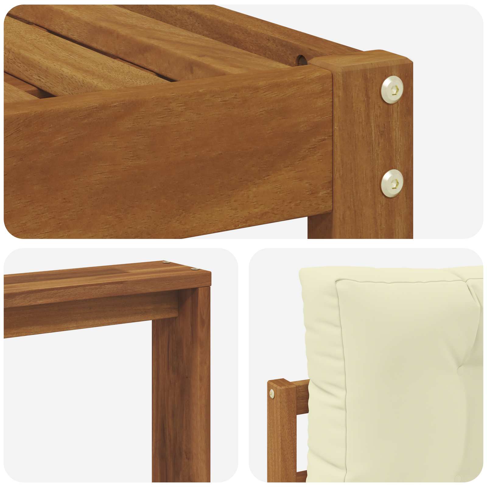 Zunanja garnitura za sedenje z blazino 6 pcs Naravna in smetana - slika 6