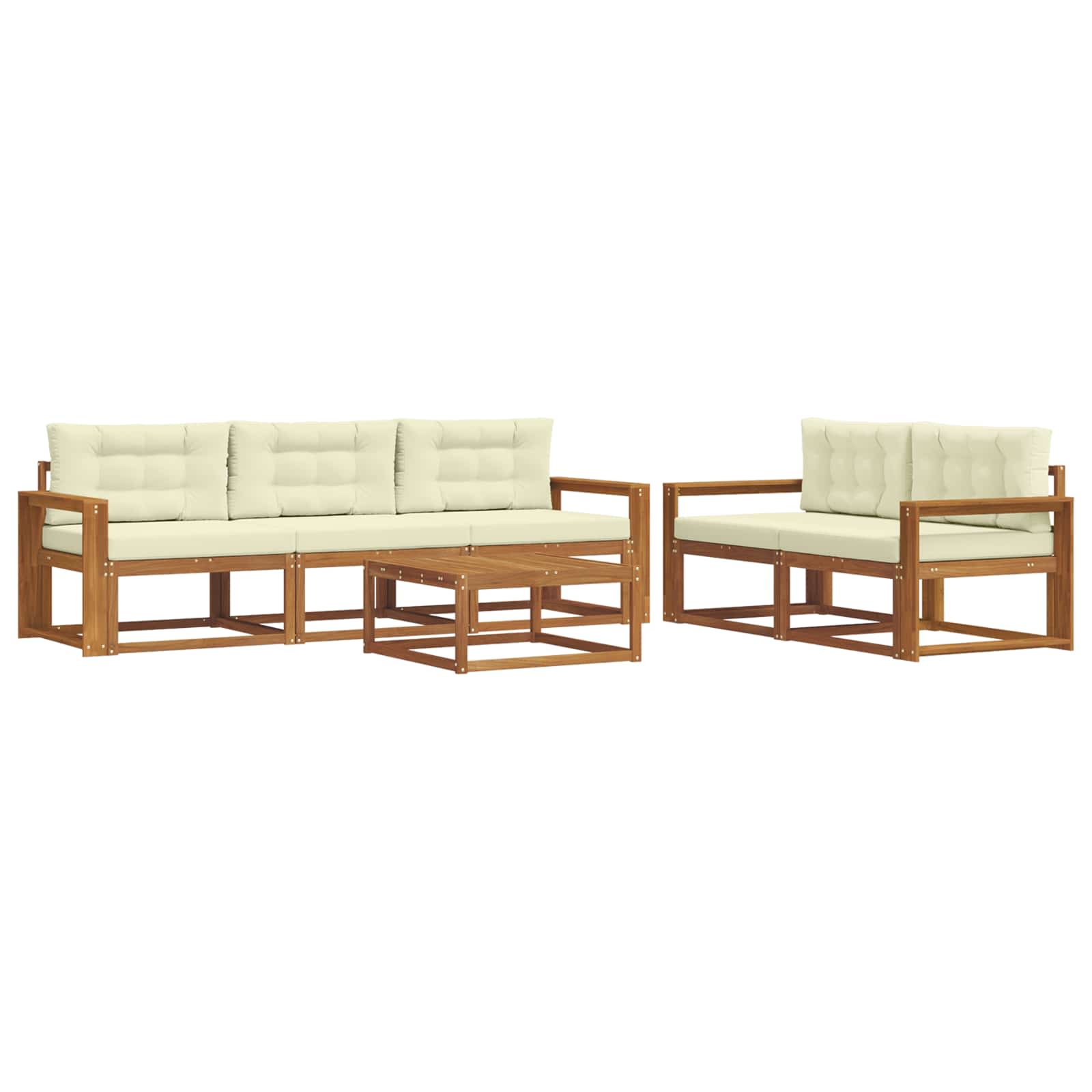 Zunanja garnitura za sedenje z blazino 6 pcs Naravna in smetana - slika 2