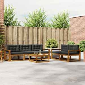 Zunanja garnitura za sedenje 6 pcs Naravna in antracitna