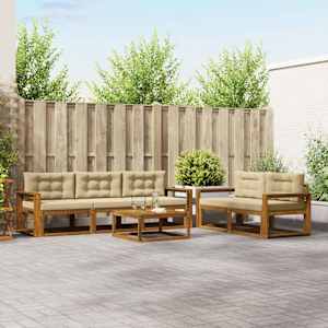 Zunanja garnitura za sedenje z blazino 6 pcs Naravna in bež