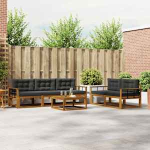 Zunanja garnitura za sedenje 6 pcs Naravna in antracitna