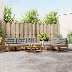 Zunanja garnitura za sedenje 6 pcs Naravna in svetlo siva