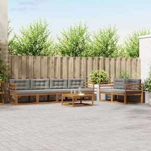 Zunanja garnitura za sedenje 7 pcs Naravna in svetlo siva