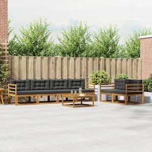 Zunanja garnitura za sedenje 7 pcs Naravna in antracitna