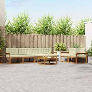 Zunanja garnitura za sedenje z blazino 7 pcs Naravna in smetana