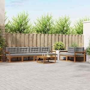 Zunanja garnitura za sedenje 7 pcs Naravna in svetlo siva