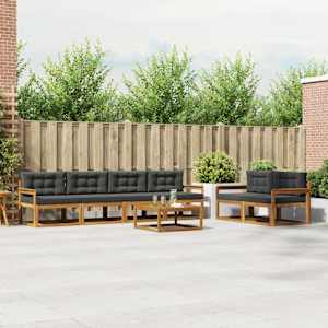 Zunanja garnitura za sedenje 7 pcs Naravna in antracitna