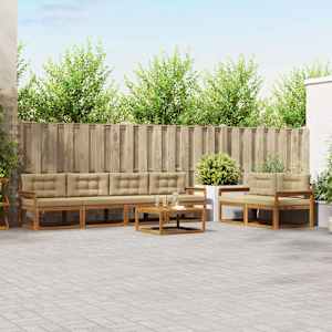 Zunanja garnitura za sedenje z blazino 7 pcs Naravna in bež