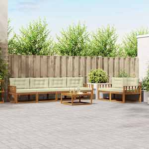 Zunanja garnitura za sedenje z blazino 7 pcs Naravna in smetana