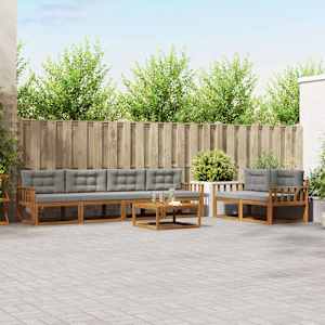 Zunanja garnitura za sedenje 7 pcs Naravna in svetlo siva